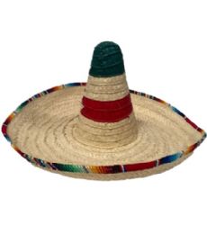 12 Pieces Mexican Zapata Hat With Sarpe Border - Sun Hats