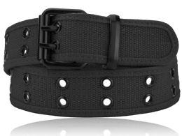 24 Wholesale Canvas Web Strap With 2 Hole Black Grommet In Black