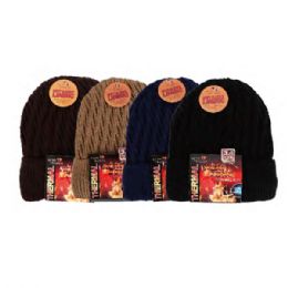 72 Pieces Winter Thermal Beanie In Assorted Color Double Layer - Winter Beanie Hats
