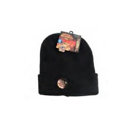 72 Pieces Thermal Black Beanie Hats With Metal Snap Button - Winter Beanie Hats