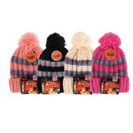 72 Pieces Lady Thermal Heated Hat Double Layer Two Tone - Winter Beanie Hats