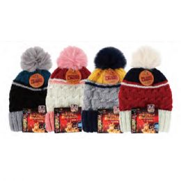 72 Pieces Thermal Heated Hat Double Layer Assorted Color - Winter Beanie Hats