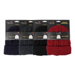 72 Pieces Thermal Heated Winter Beanie Hat Double Layer Assorted Color - Winter Beanie Hats