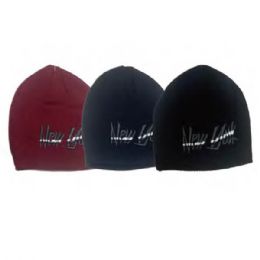New York Embroidered Beanie Hat