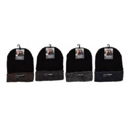144 Wholesale Men`s Sport Beanie Thermal Fleece Knitted Winter Hat