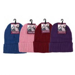 144 Pieces Womens Classic Ribbed Plain Beanie Hat - Winter Beanie Hats