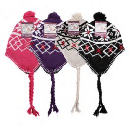 144 Pieces Lady Ear Flap Hat Assorted - Winter Beanie Hats