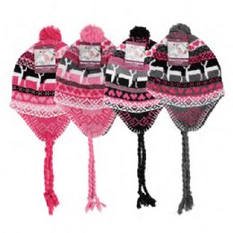 144 Pieces Women Girl Winter Hats Knit Soft Warm Earflap Hood Cozy Large Beanie - Winter Beanie Hats