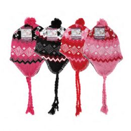 144 Pieces Women Girl Winter Hats Knit Soft Warm Earflap Hood Cozy Large Beanie - Winter Beanie Hats