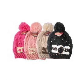 72 Pieces Designed Pattern Crochet Women`s Knit Mountain Beanie With Assorted Color - Winter Beanie Hats