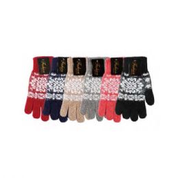 72 Pairs Ladies Thermal Winter Heated Gloves Snowflake - Knitted Stretch Gloves