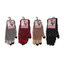 72 Wholesale Rhinestone Knitted Glove With Removable Sleeve