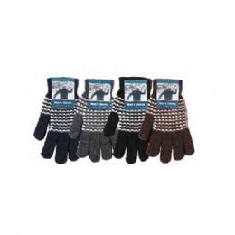 144 Wholesale Winter Knit Gloves For Men Warm Soft Assorted Color