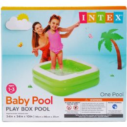 6 Pieces 34"x34" Play Box Baby Pool In Color Box, 2 Assrt,  Age 1-3 - Inflatables