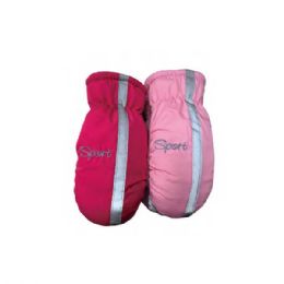72 Wholesale Girl`s Printed Sports Thick Warm Ski Gloves