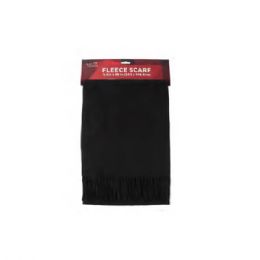 144 Wholesale Black Color Winter Fleece Scarf 150 X 25 cm
