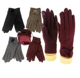 48 Wholesale Womens Winter Glove Warm Lined Touch Screen Assorted