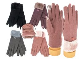 48 Pairs Womens Winter Glove Warm Lined Touch Screen Assorted Faux Fur - Conductive Texting Gloves