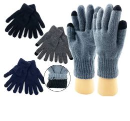 48 Pairs Mens Lined Knitted Touch Glove Assorted - Conductive Texting Gloves
