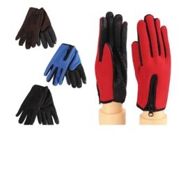 48 Wholesale Mens Winter Touchscreen Glove With Zipper