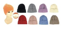 48 Pieces Winter Ribbed Beanie Fleece Lined In Assorted Colors - Winter Beanie Hats