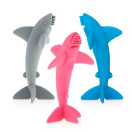 12 Bulk Nuby Grooming Lil Shark Massaging Toothbrush, Colors May Vary