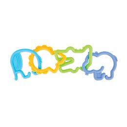 12 Bulk Nuby 2-Pack Of 4 Animal Click Links Teethers - Elephant/lion/alligator/hippo