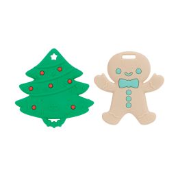 72 Bulk Nuby All Silicone Teether, 2pk - Christmas Tree 7 Gingerbread Man