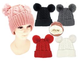 48 Pieces Women Winter Pom Pom Beanie Hats Warm Fleece Lined - Winter Beanie Hats
