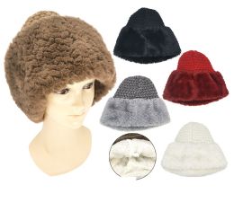 48 Wholesale Women Winter Bucket Hat Warm Hats Faux Fur