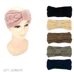 36 Bulk Women Winter Warm Headband Cable Knit Soft Stretchy Thick Fuzzy Head Wrap