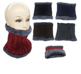 36 Wholesale Winter Fleece Lined Knitted Neck Warmer Scarf