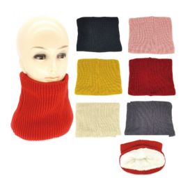 48 Pieces Winter Fleece Lined Knitted Neck Warmer Scarf - Winter Scarves