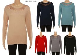 24 Bulk Women's Long Sleeve Knit Sweater Mix Colors