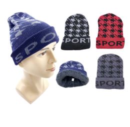 36 Wholesale Adults Winter Sport Beanie Hat Fur Lined