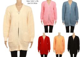 24 Bulk Women's Long Sleeve Cable Knit Long Cardigan Sweaters With Pockets