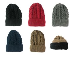 36 Bulk Winter Beanie Hat Warm Fleece Lined Knitted Soft Ski Cuff Cap