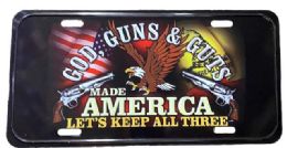 24 Pieces License Plate God, Guns And Guts - Auto Sunshades and Mats