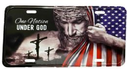 24 Pieces License Plate One Nation Under God - Auto Sunshades and Mats