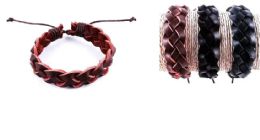 96 Wholesale Faux Leather Braid Bracelet