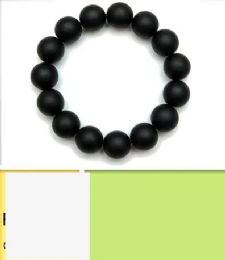 96 Wholesale 15mm Matte Black Bead Bracelet Glass Bead