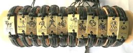 120 Wholesale Gold Color Zodiac Faux Leather Bracelet