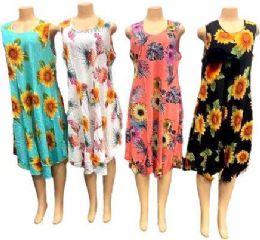 24 Pieces Sun Flowers Summer Dresses - Womens Sundresses & Fashion