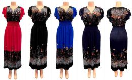 24 Pieces Ruffle Shoulder Floral Sun Dresses - Womens Sundresses & Fashion