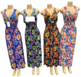 24 Wholesale Long Maxi Sunflower Dresses Assorted