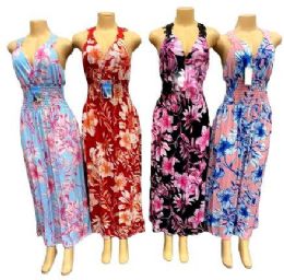 24 Pieces Long Maxi Flower Sun Dress - Womens Sundresses & Fashion