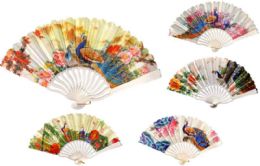 96 Wholesale Hand Fan With Peacock Design
