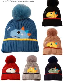 36 Wholesale Kid's Winter Knitted Hat Fleece Lined