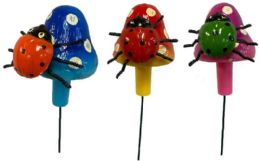 48 Wholesale Lady Bug With Mushroom Garden Stake Decoration Assorted Colors