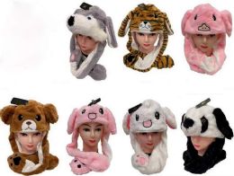 12 Wholesale Long Plush Animal Hats With Flapping Ears